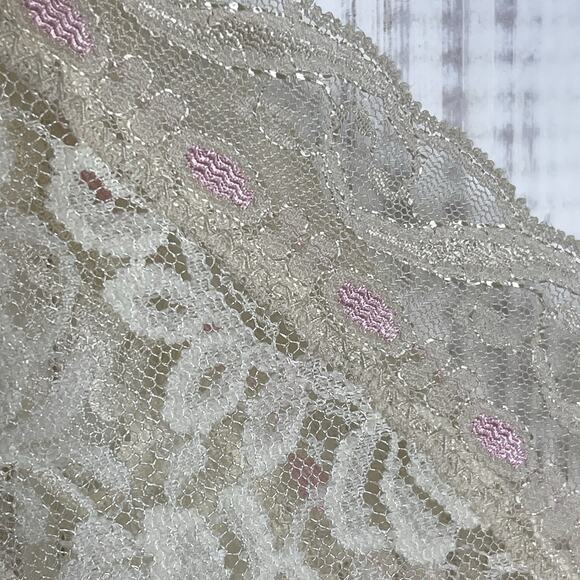 VTG Jenelle of California Sheer Cream Lace Pink Trim Peignoir Lingerie Jacket - Picture 6 of 9